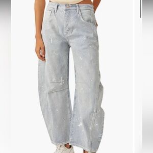 We The Free Good Luck Mid-Rise Stripe Barrel Jeans